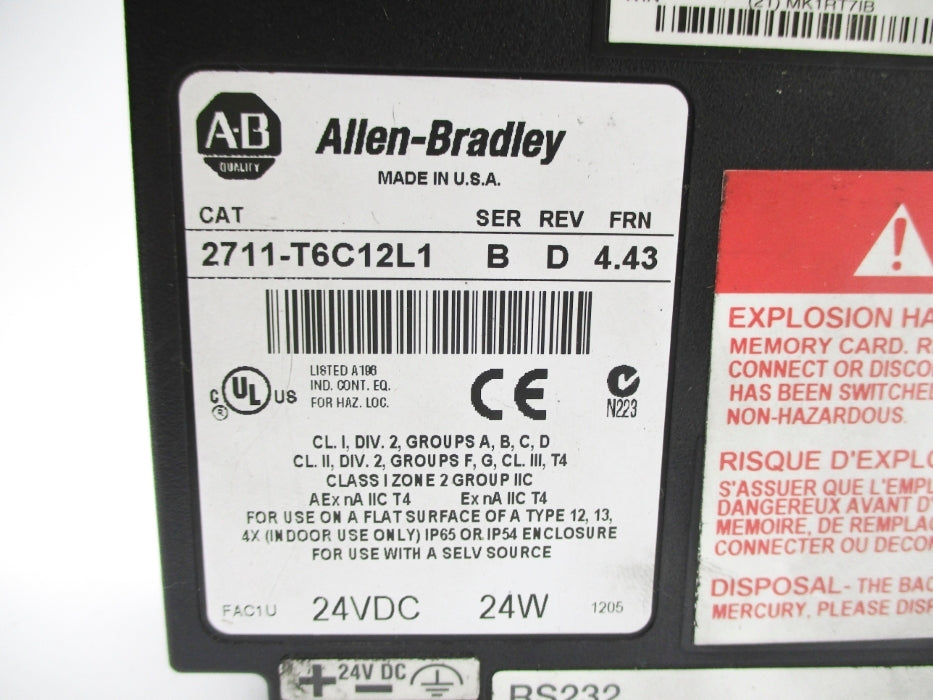ALLEN BRADLEY 2711-T6C12L1 SER. B F/W 4.43 (AS PICTURED) NSNP