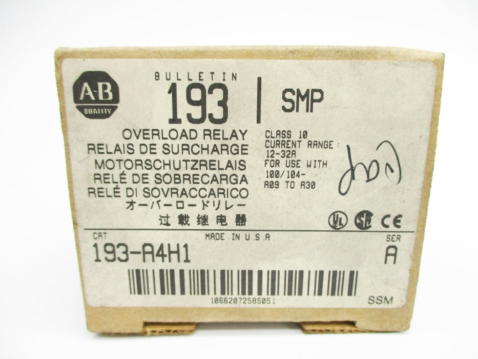 ALLEN BRADLEY 193-A4H1 SER. A 12-32A (BR/WH) NSMP