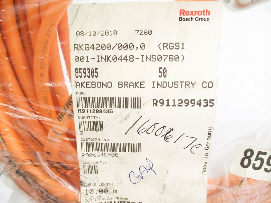REXROTH RKG4200/000,0 R911299435 10m (PKG OF 2) NSMP