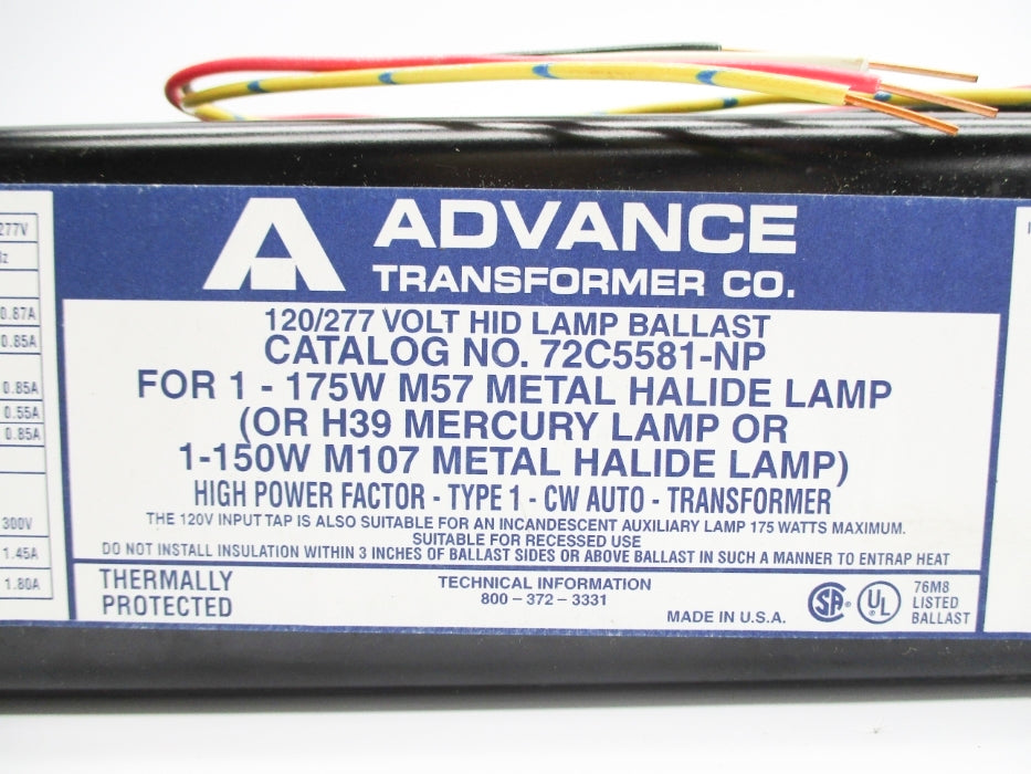 ADVANCE TRANSFORMERS 72C5581-NP NSNP