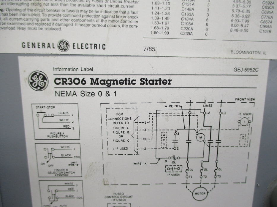 GENERAL ELECTRIC 55-201262PO13 CR306C123 UNMP