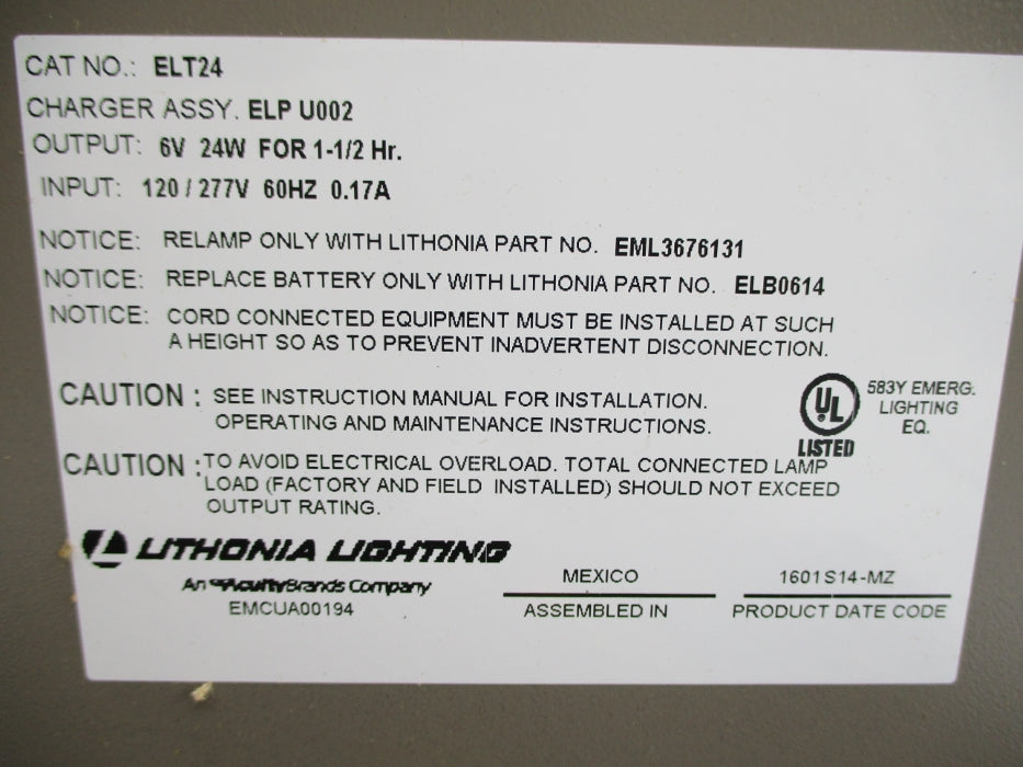 LITHONIA LIGHTING ELT24 NSNP