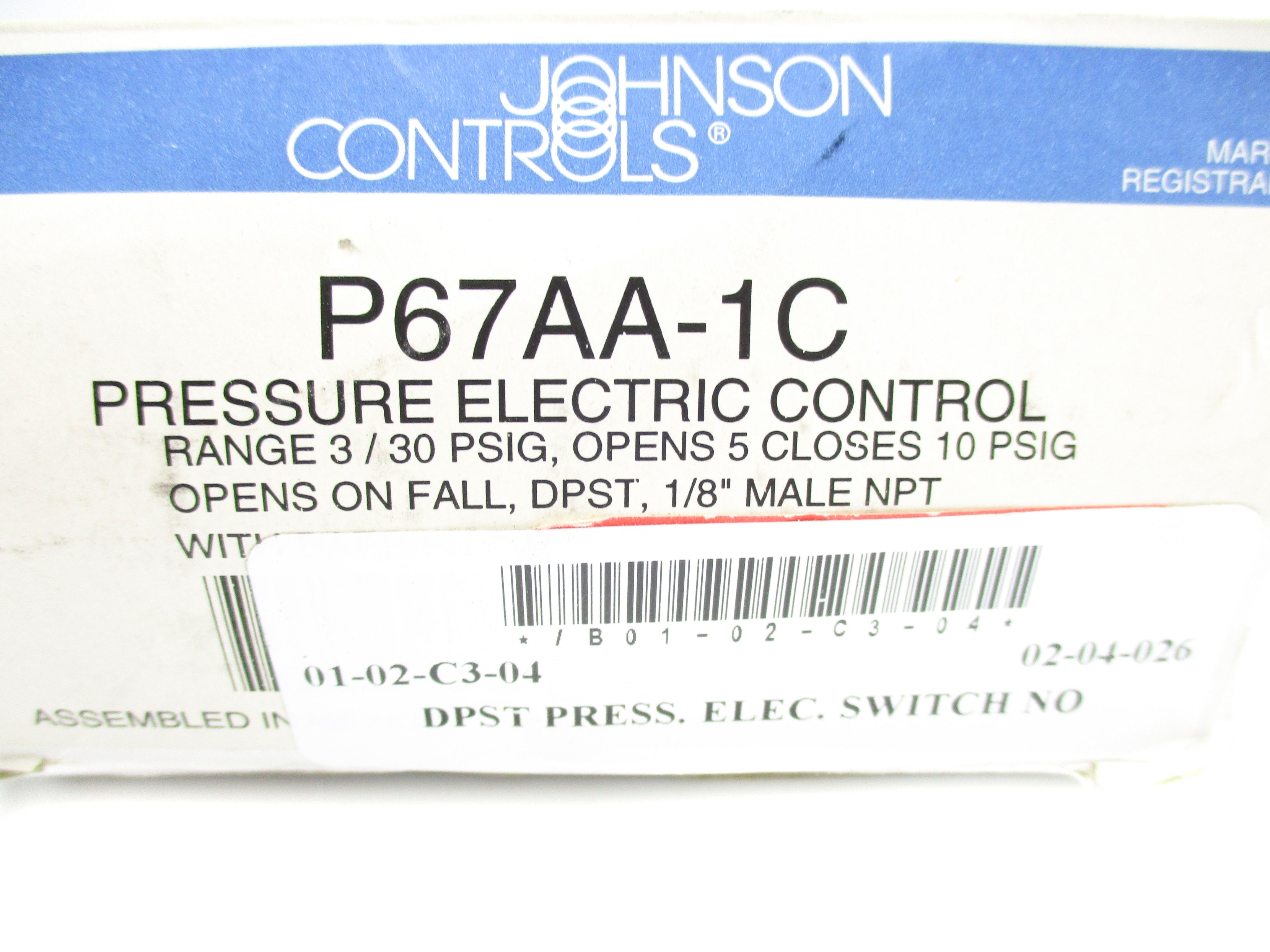 JOHNSON CONTROLS P67AA-1C 3-30PSIG (AS PICTURED) NSMP