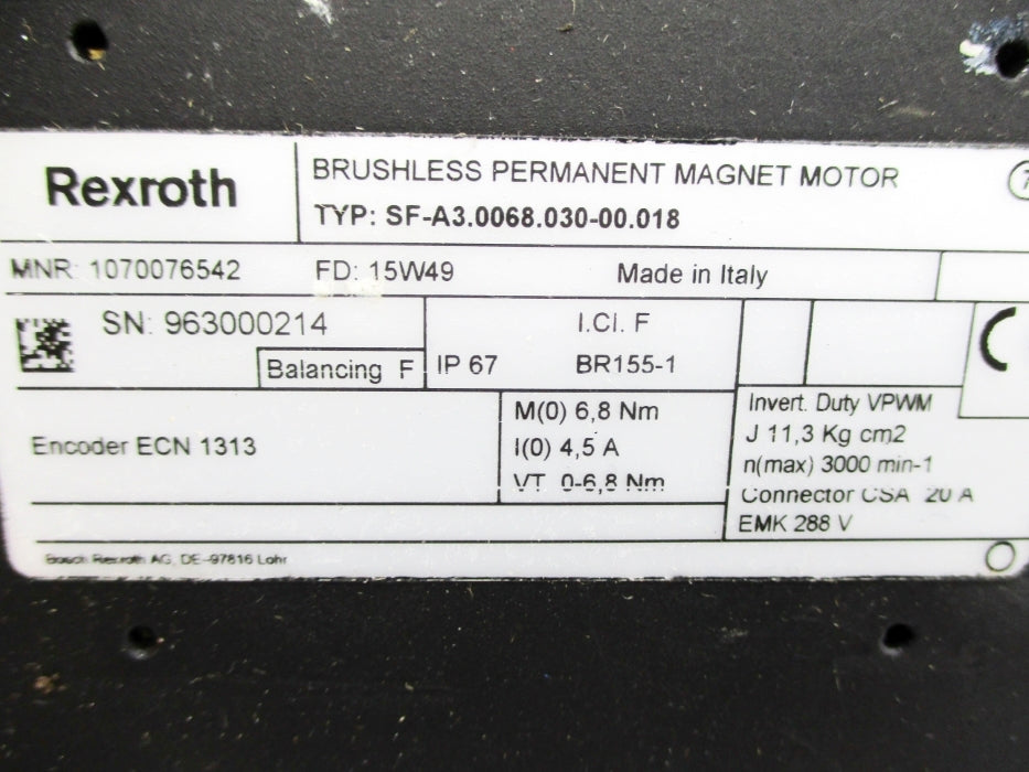 REXROTH SF-A3.0068.030-00.018 1070076542 (AS PICTURED) NSNP