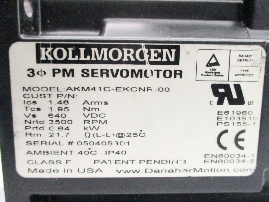 KOLLMORGEN AKM41C-EKCNR-00 UNMP