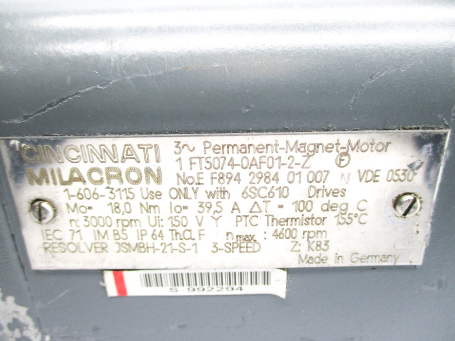 CINCINNATI MILACRON 1FT5074-0AF01-2-Z (AS PICTURED) NSNP