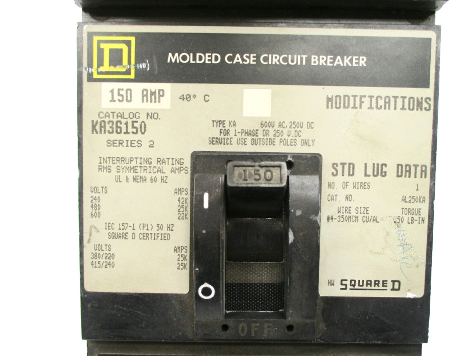 SQUARE D KA36150 SER. 2 150A 600VAC NSNP
