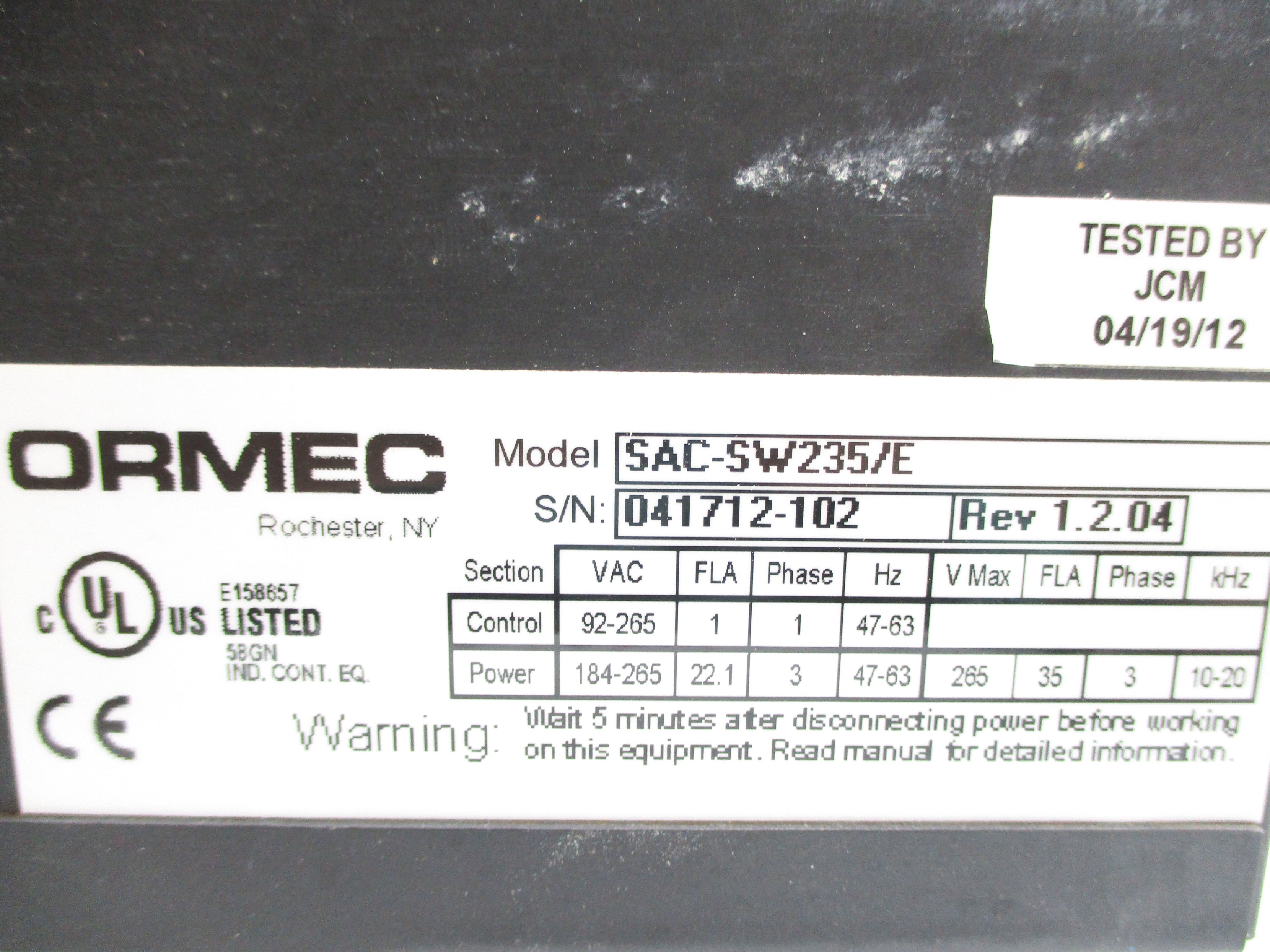 ORMEC SAC-SW235/E NSNP