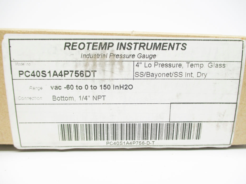 REOTEMP INSTRUMENTS PC40S1A4P756DT -60-150INH2O NSMP
