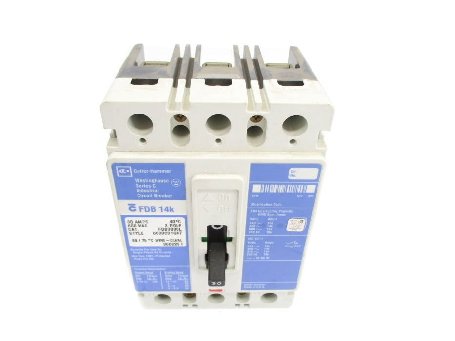 CUTLER HAMMER FDB3030L SER. C 6638C31G87 30A 600VAC NSNP