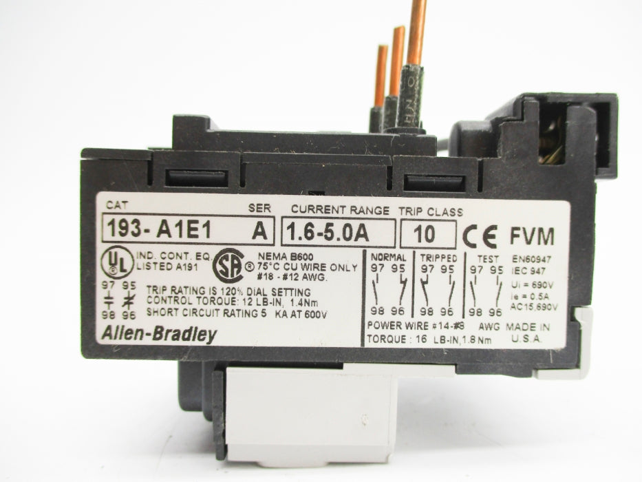 ALLEN BRADLEY 193-A1E1 SER. A 690V 1.6-5.0A NSNP