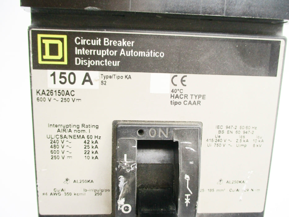 SQUARE D KA26150AC 150A 600V UNMP