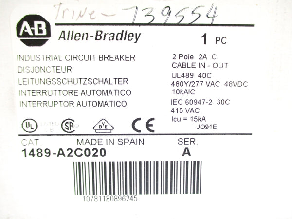 ALLEN BRADLEY 1489-A2C020 SER. A 277VAC 2A NSMP