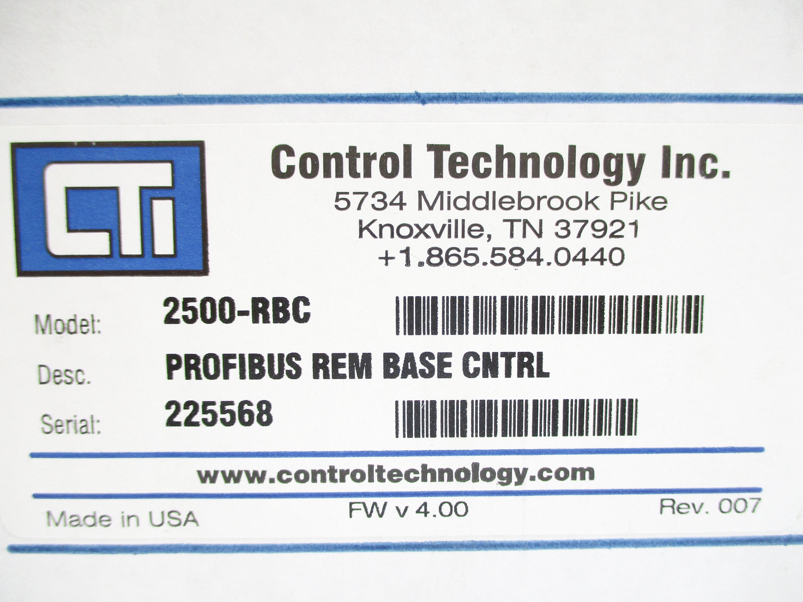 CONTROL TECHNOLOGY 2500-RBC NSMP