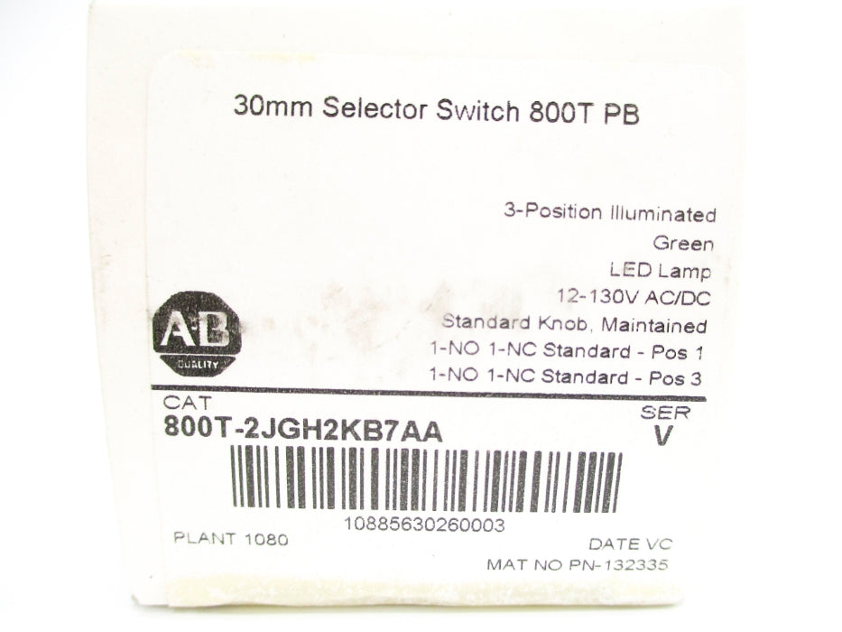 ALLEN BRADLEY 800T-2JGH2KB7AA SER. V (WH) NSMP