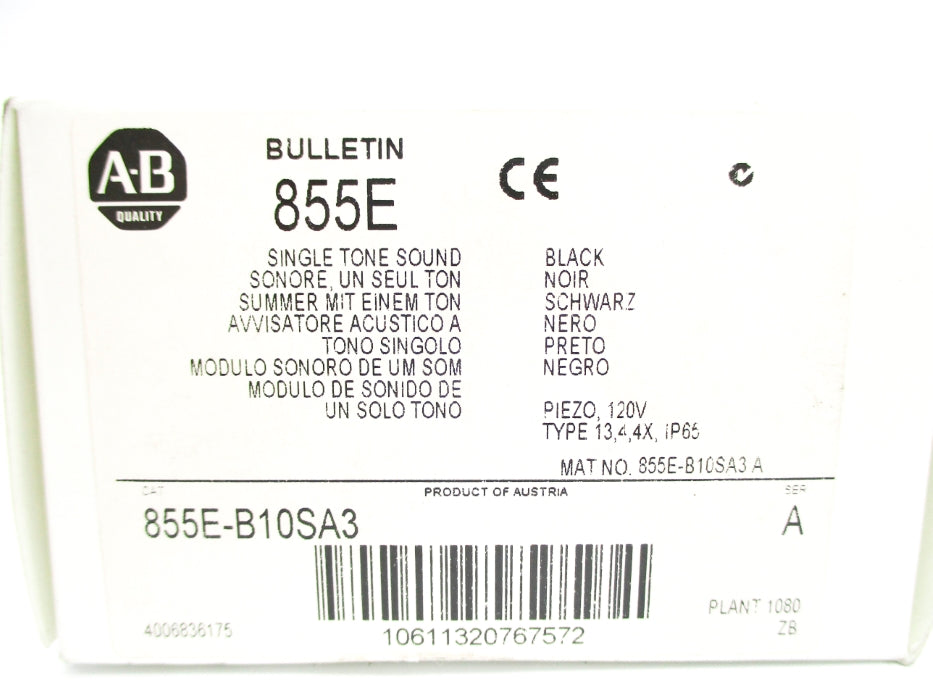 ALLEN BRADLEY 855E-B10SA3 SER. A (WH) NSMP