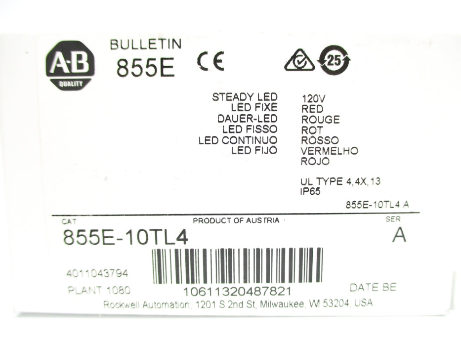 ALLEN BRADLEY 855E-10TL4 SER. A (WH) NSMP