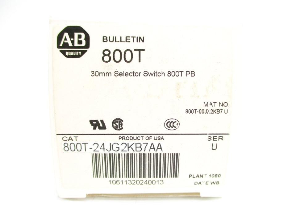 ALLEN BRADLEY 800T-24JG2KB7AA SER. U (WH) NSMP