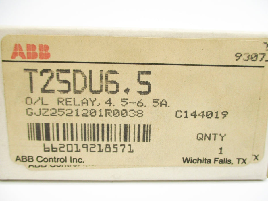 ABB T25DU6.5 GJZ2521201R0038 4.5-6.5A NSMP