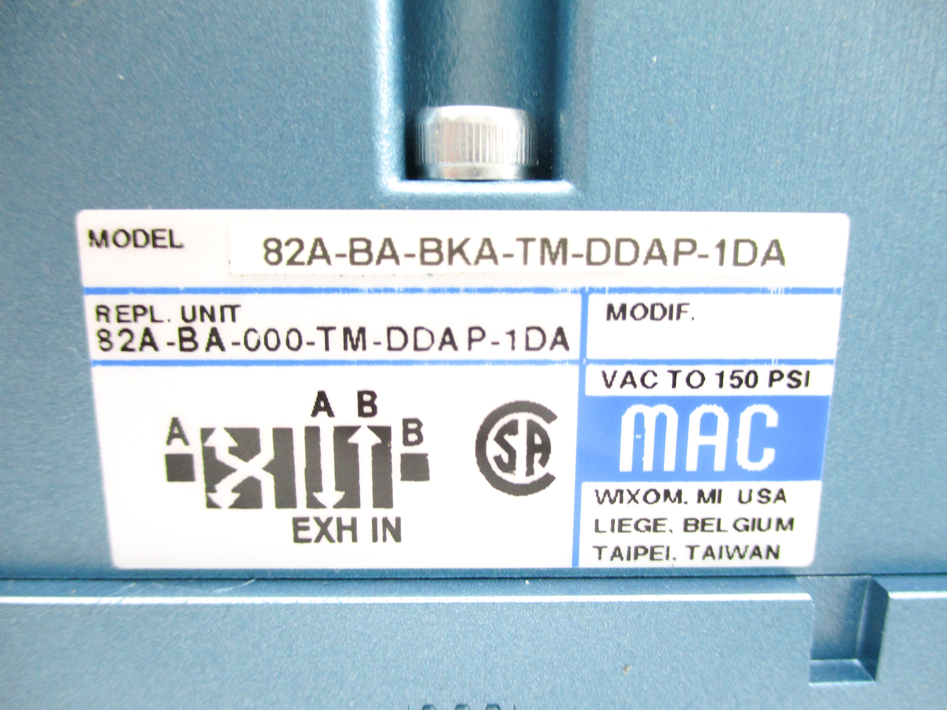 MAC 82A-BA-BKA-TM-DDAP-1DA 150PSI 24VDC NSNP
