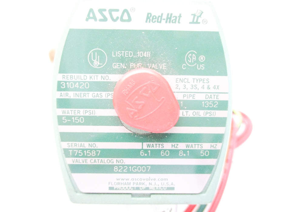 ASCO 8221G007 5-150PSI 110/120V NSNP