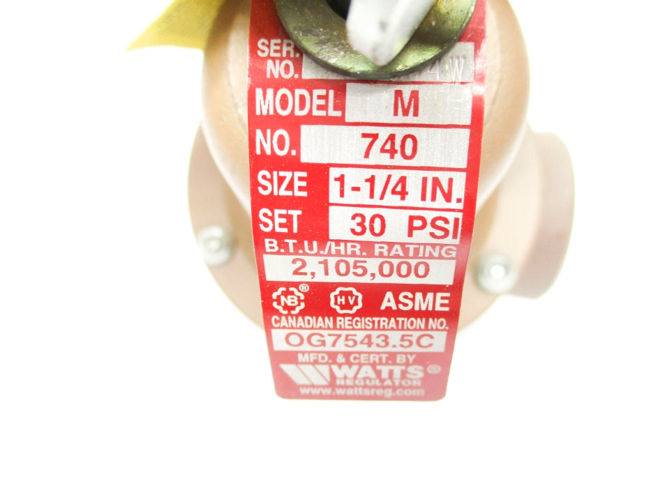 WATTS M-740-1-1/4-30 30PSI NSNP