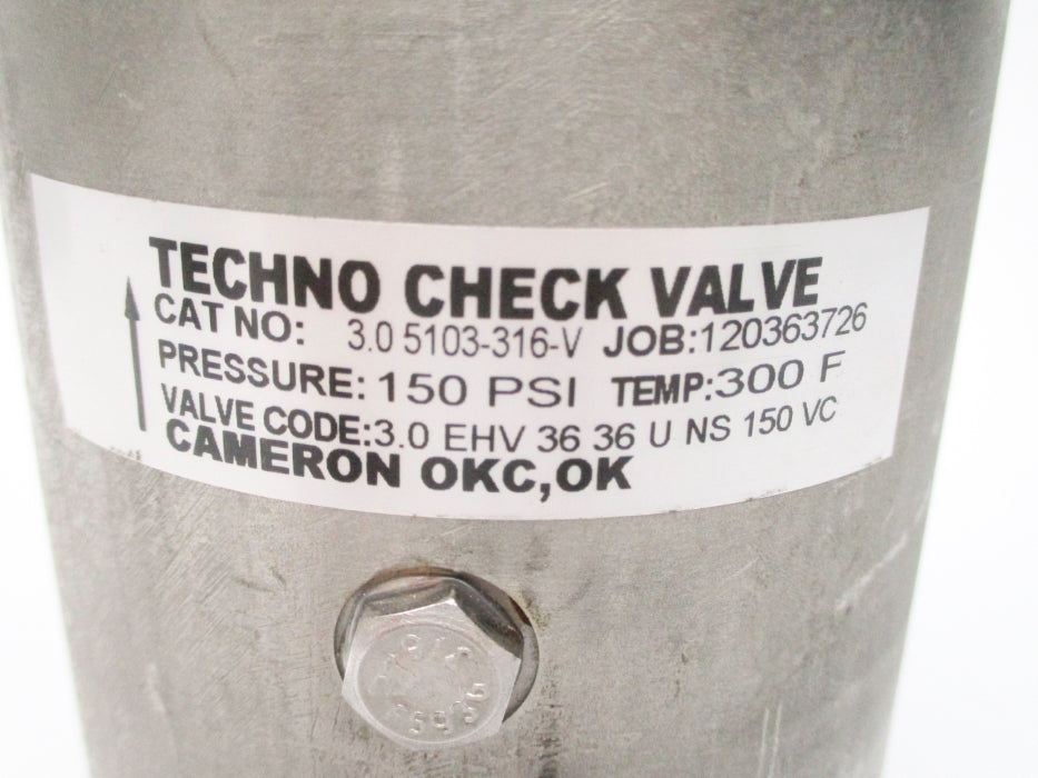 TECHNO CHECK VALVE 3.05103-316-V 150PSI NSNP