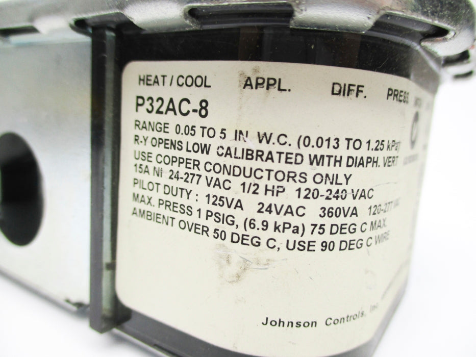 JOHNSON CONTROLS P32AC-8 24-277VAC 15A 1PSI NSNP