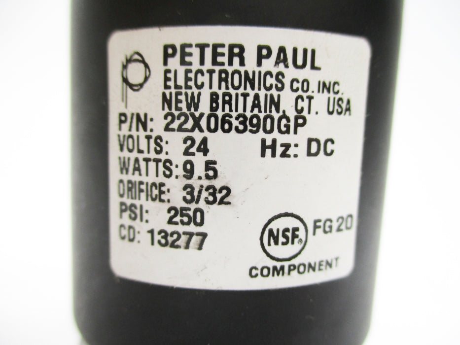 PETER PAUL ELECTRONICS 22X06390GP 250PSI 24VDC NSNP