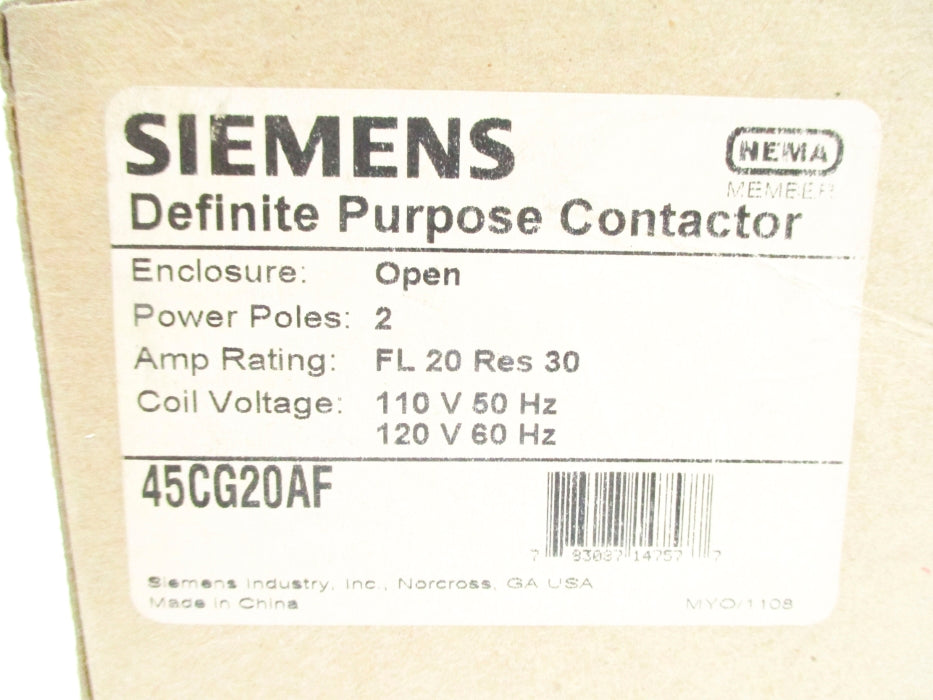SIEMENS 45CG20AF 110/120V NSMP