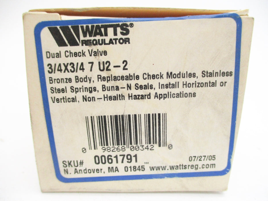 WATTS 3/4X3/4-7-U2-2 0061791 150PSI NSMP