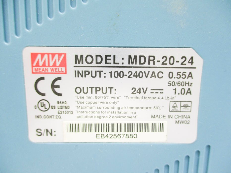 MEAN WELL MDR-20-24 100-240VAC 0.55A UNMP