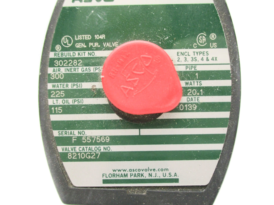 ASCO 8210G27 115-300PSI 120/60 110/50 NSNP