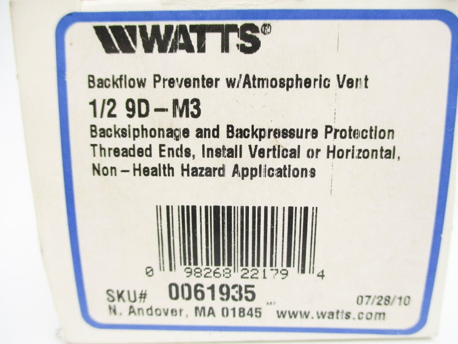 WATTS 1/2-9D-M3 0061935 175PSI NSMP