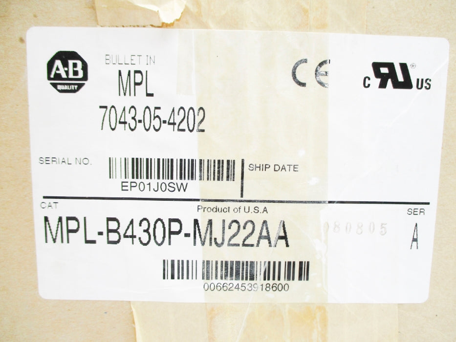 ALLEN BRADLEY MPL-B430P-MJ22AA SER. A NSMP