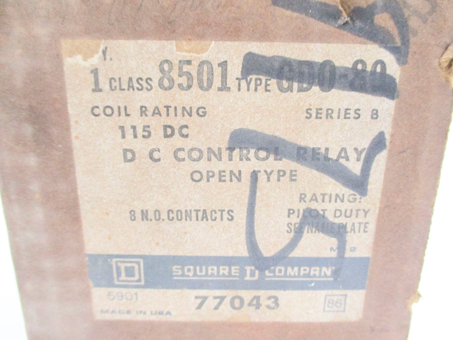SQUARE D 8501GD080 SER. B 115VDC NSMP