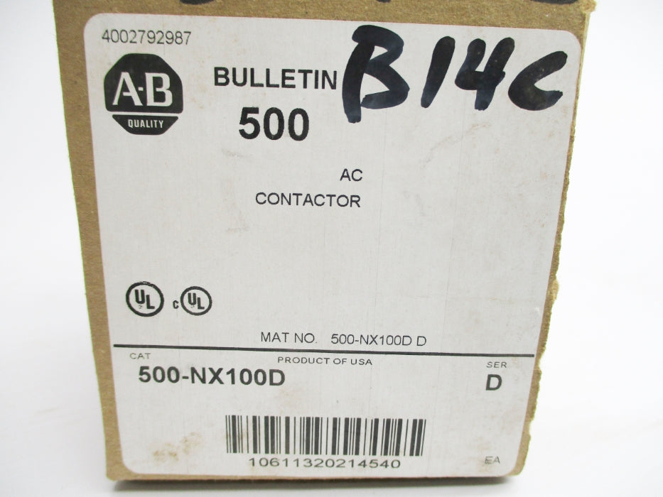 ALLEN BRADLEY 500-NX100D SER. D 110/120V (BR/WH) NSMP