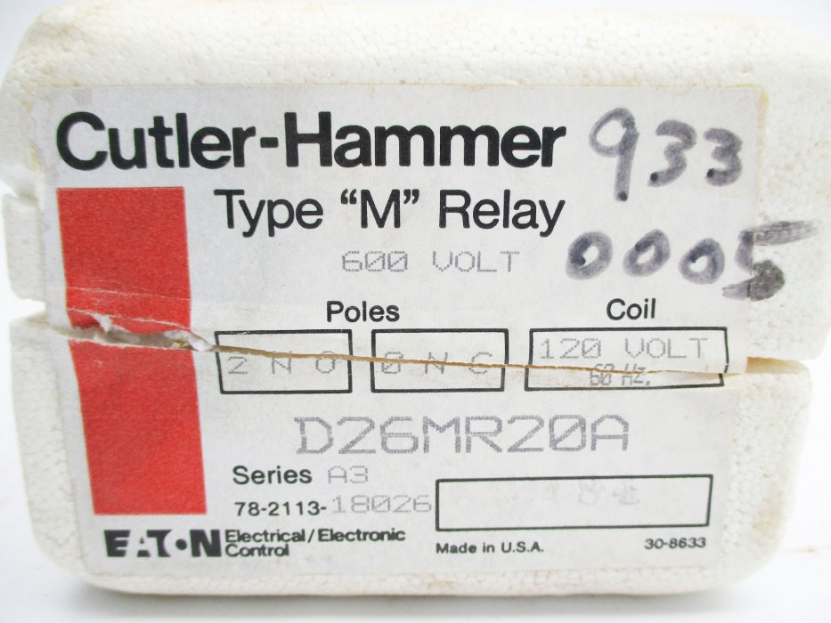 CUTLER HAMMER D26MR20A SER. A3 120V NSMP