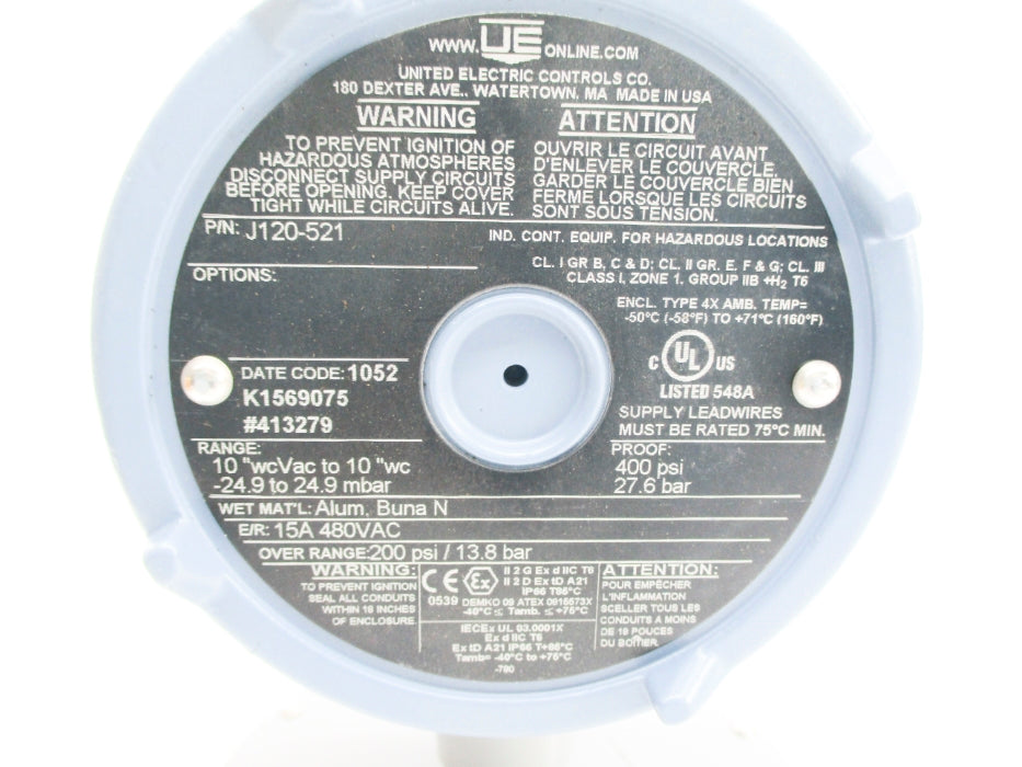 UNITED ELECTRIC CONTROLS J120-521 400PSI NSMP