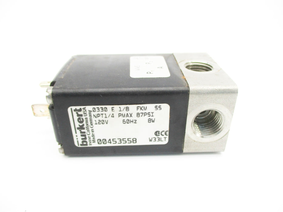 BURKERT 0330-E-1/8-FKM-SS 00453558 87PSI 120V NSMP