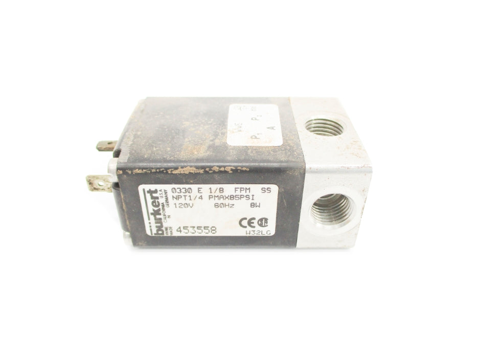 BURKERT 0330-E-1/8-FPM-SS 453558 85PSI 120V UNMP