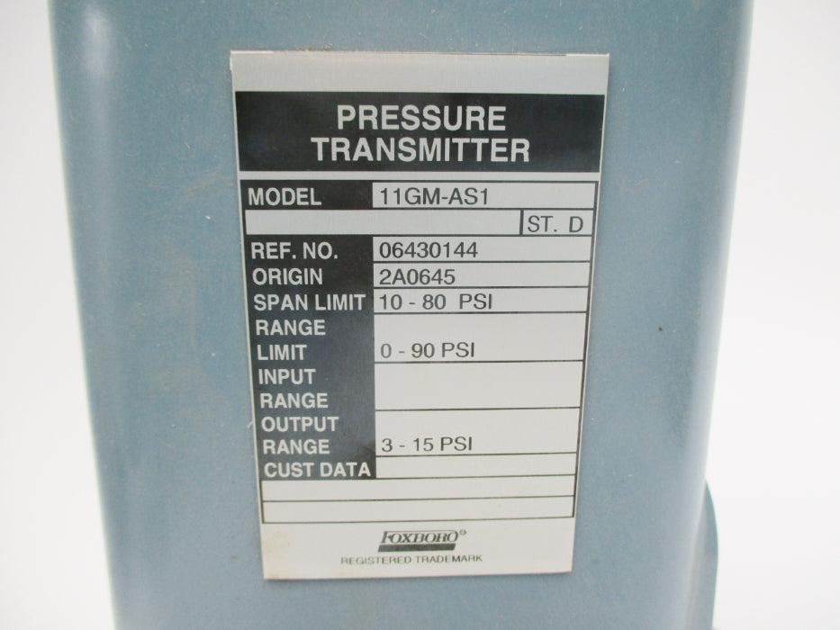 FOXBORO 11GM-AS1 06430144 0-90PSI NSNP