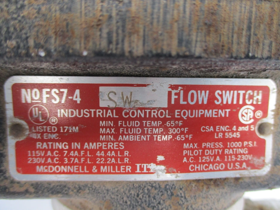 MCDONNELL&MILLER FS7-4SW 230V 3.7A 1000PSI UNMP