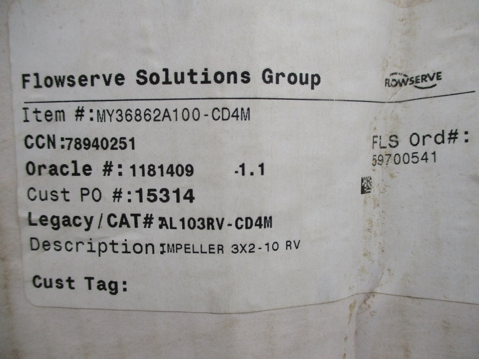 FLOWSERVE MY36862A100-CD4M NSFS