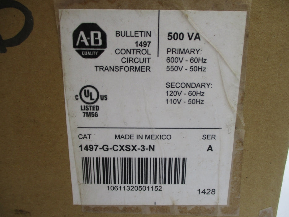 ALLEN BRADLEY 1497-G-CXSX-3-N SER. A 0.500KVA (BR/WH) NSMP