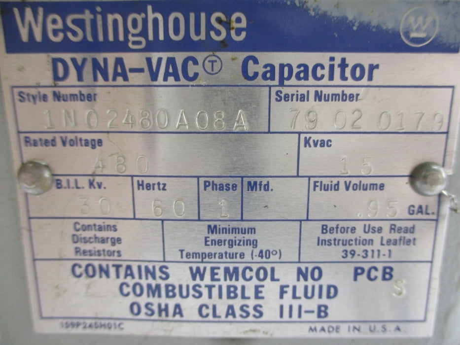 WESTINGHOUSE DYNA-VAC 1N02480A08A UNMP