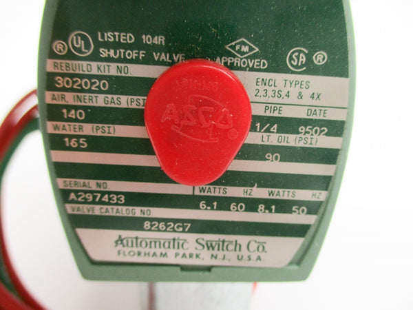 ASCO 8262G7 140-165PSI 110/120V NSNP
