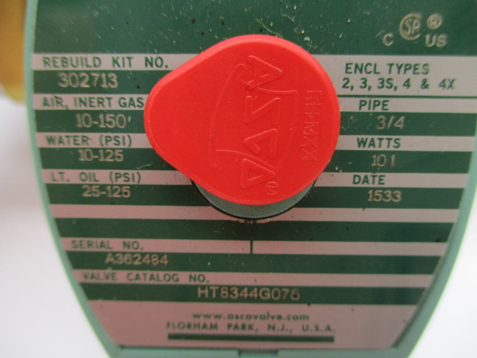 ASCO HT8344G076 10-150PSI 110/120V NSNP
