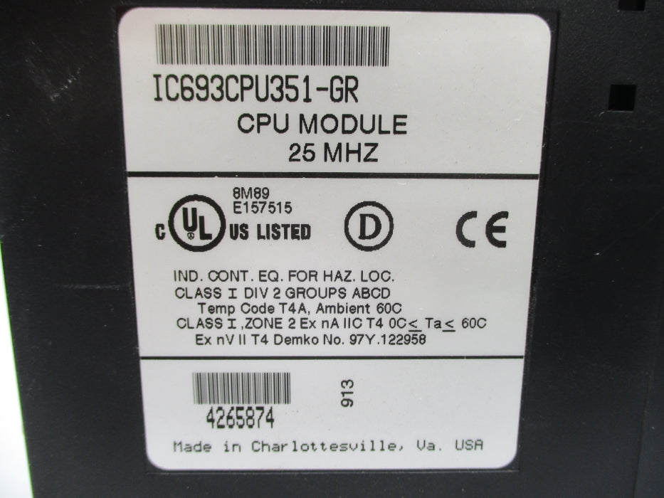 GE FANUC IC693CPU351-GR (NO KEY) NSNP