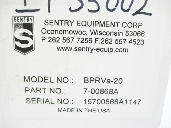 SENTRY BPRVA-20 7-00868A NSMP